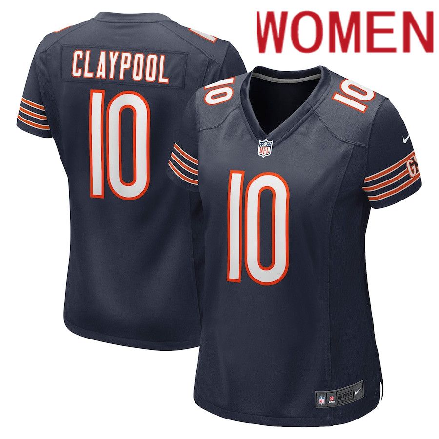 Women Chicago Bears #10 Chase Claypool Nike Navy Game Player NFL Jersey